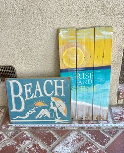COASTAL NAUTICAL OCEAN BEACH HOUSE DECOR WALL HANGING SIGN ART WORK BOTH $6