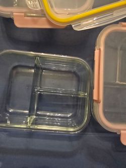 Glass food containers × 3
