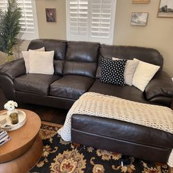 Brown Leather Sofa 