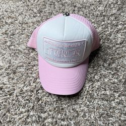 Chrome Hearts CH Hollywood Trucker Hat(pink/white) 