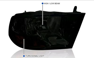 Ram 1500,2500,3500 smoked headlights fits 09to 18