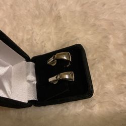 Silver Tone Clip On Hoop Earrings 