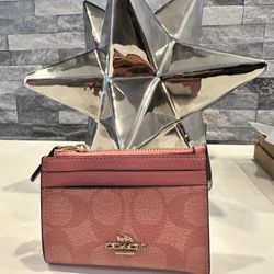 COACH - Mini Skinny Women's Leather ID/Card Coin Case Key Wallet 