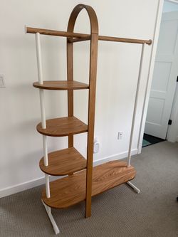 Umbra Bellwood Garment Rack, Shoe Rack with Shelves, White/Natural