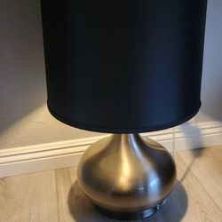 Classic Night Lamps x2 With Metallic Base And Dual Tone Shade 