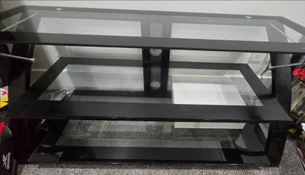 16x22x50 Glass top TV stand ,metal with 3 shelves side stand