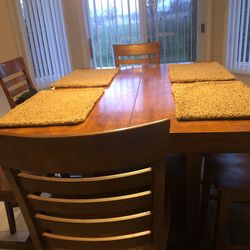 Dinette/Dinning Table With Six Chairs, Solid Wood, Counter Hight/brown.