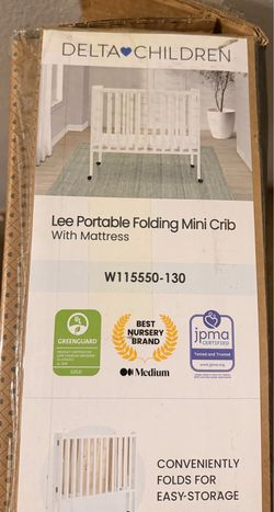 Lee Portable Folding Mini Crib With Mattress