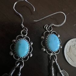 Classic Sterling S And Genuine turquoise  Earrings