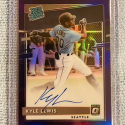 Kyle Lewis Seattle Mariners 2020 Panini Donruss Optic Rated Rookie Signatures Purple Prizm /125!