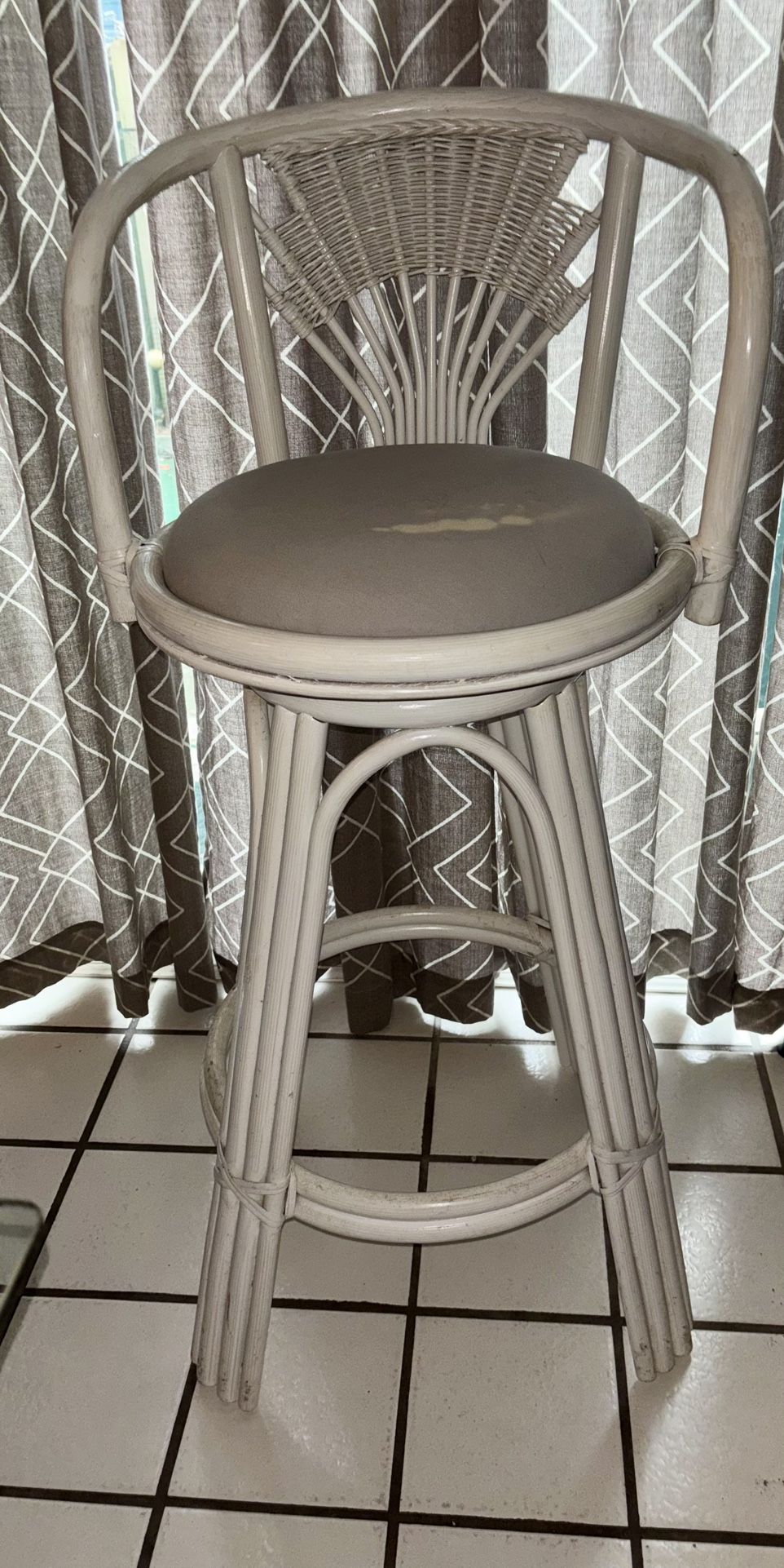 Vintage Rattan Swivel Bar Stool