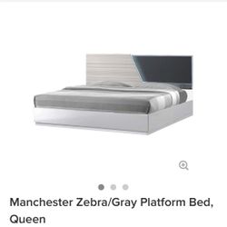 Manchester Zebra/Gray Platform Bed, queen size