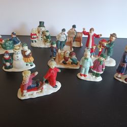 Christmas Village Miniature Porcelain Figurines ~ Lot of 11 ~ Vintage