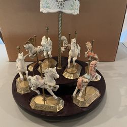 Westminster Porcelain Horse Carousel With 8 Horses 