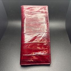 Long Fold Wallet - red alligator skin