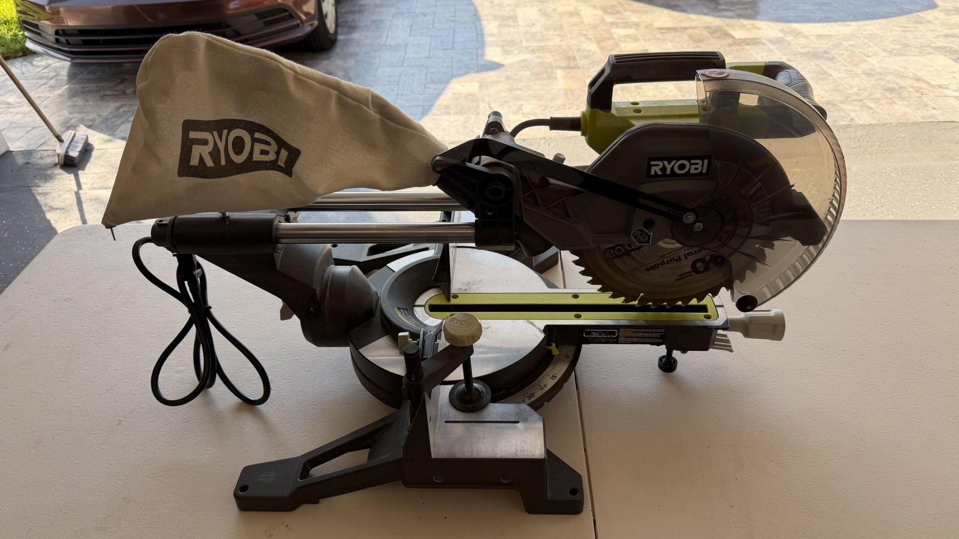 Ryobi 15 Amp 10 inch Sliding Compound Miter Saw LED Cutline TSS103T