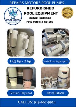 Refurbished pool equipment working tested