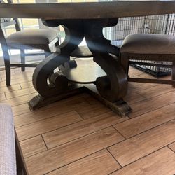 Solid Wood Dining Table With Four Chairs