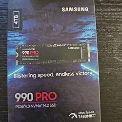 Samsung 990 PRO SSD 4TB PCIe 4.0 M.2 2280 Internal Solid State Hard Drive, Seq. Read Speeds Up to 7,450 MB/s
