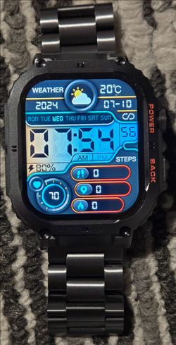 Black Square Smartwatch with Metal Band