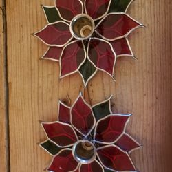 2 X Poinsettia Candle Holders 