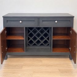 Gray Wine Cabinet Buffet with Drawers & Storage