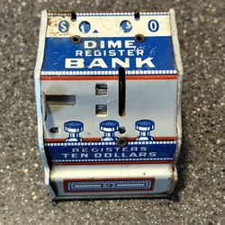 Vintage J Chein & CO Tin Litho Dime Register Bank