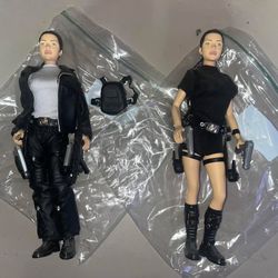 PLAYMATES 2001 TOMBRAIDER Lara Croft 12” Motorcycle Gear & Combat Training Figures *No Boxes* (might not be complete)