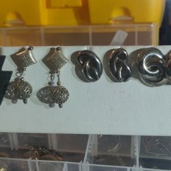 Vintage Silver-toned Post Earrings Lot