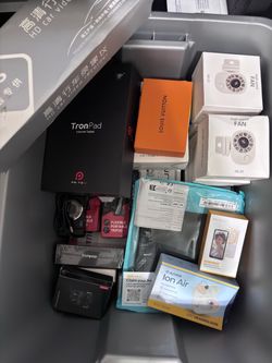 Tote full of tech,car, and home accessories/items