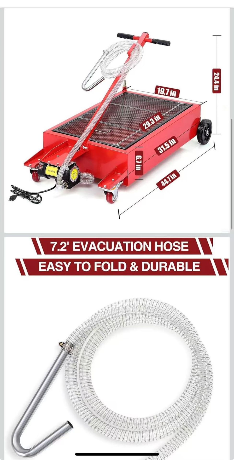 20 Gallon Oil Drain Pan Low Profile Oil Drain Pan Large Capacity Oil Change Pan with Pump, Hose $ 100