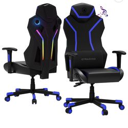 GTRACING LUFT-600 Gaming Chair with Bluetooth Speakers and LED Lighting, Blue