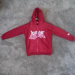 Red Trendy Logo ZipUp Hoodie
