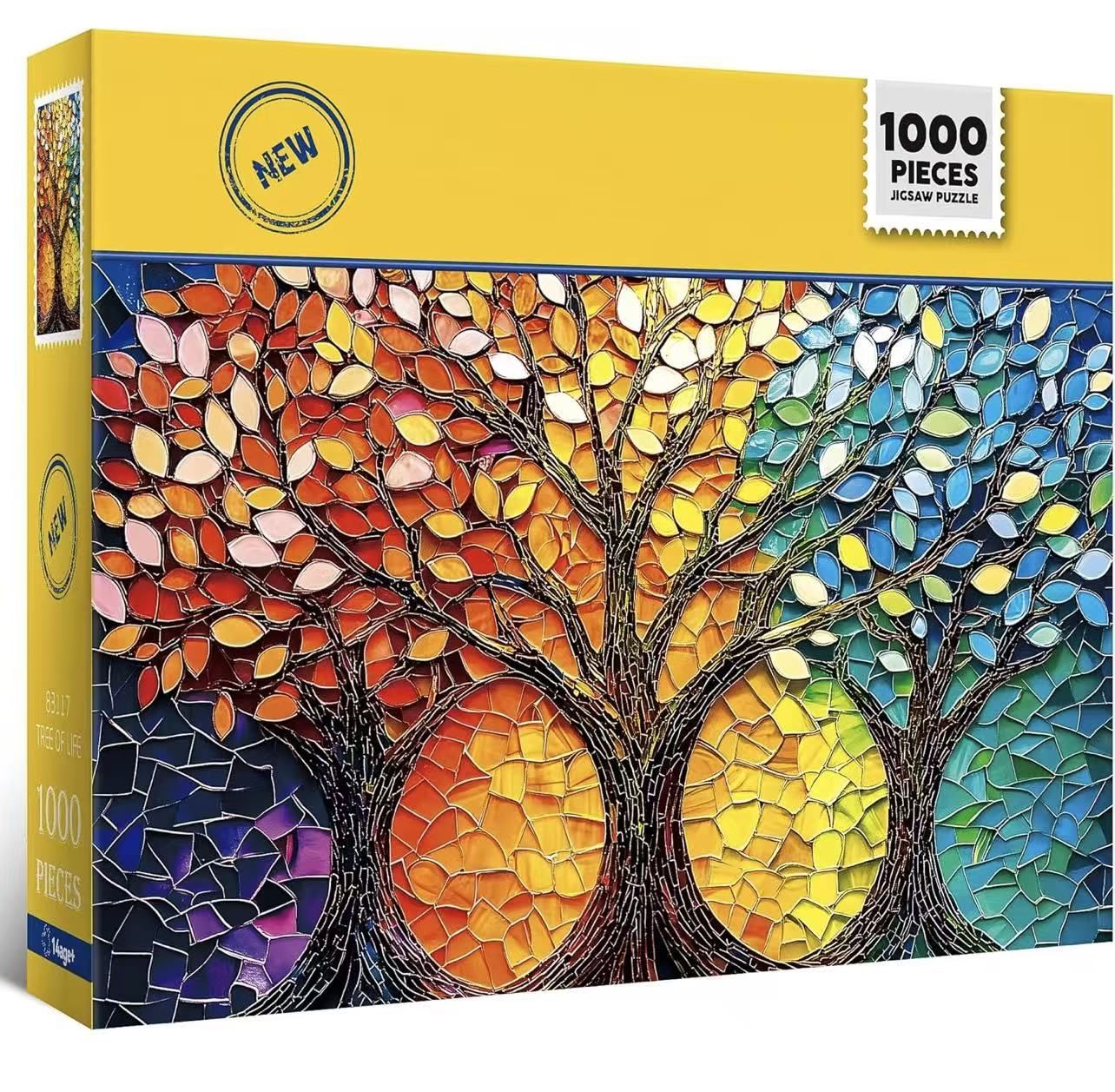 Stained Glass Puzzle Tree of Life Puzzles for Adults 1000 Pieces, Impossible Hard Difficult Challenging Puzzles for Adults, Colorful Mosaic Tree of Li