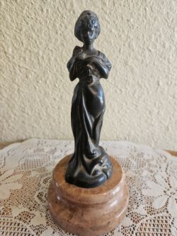 Solid Bronze Statue of Girl Holding a Flower
