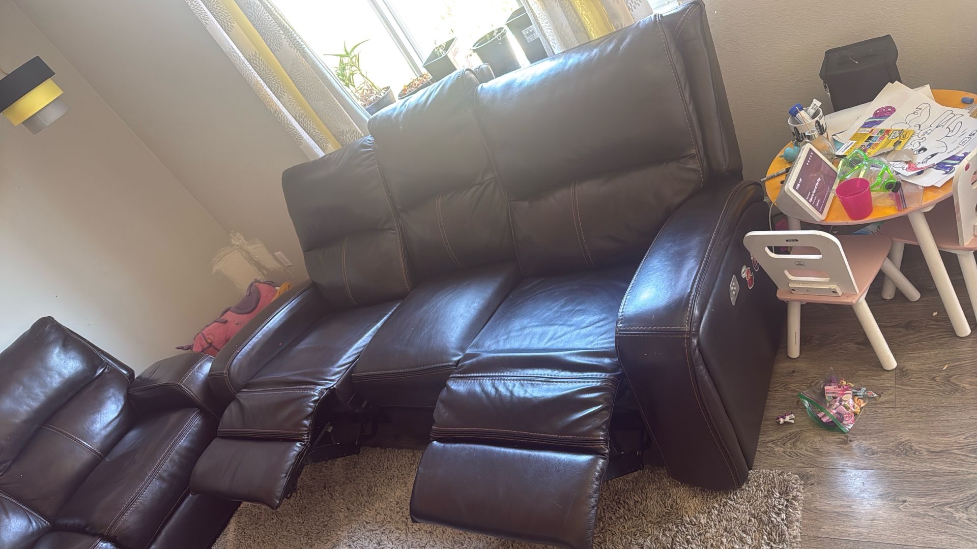 2 set of recliners sofa 3 seaters leather