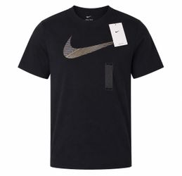 Nike Dri-FIT Men’s Graphic Swoosh Logo T-Shirt Black Size Small S New With Tags