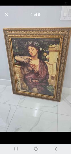 Framed Classical Portrait Print Gold Ornate Frame lesbia and her parrow  art picture