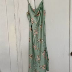 Turquoise Floral Slip Dress