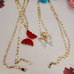 Beautiful Set Of Chains With Butterflies Gold-plated 