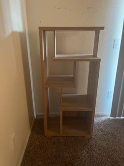 Asymmetric Stepped Wood Bookshelf