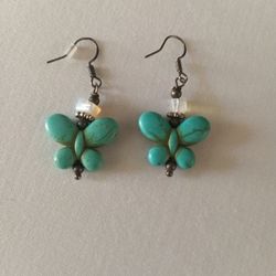 Turquoise And Opal Earrings