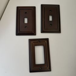 Brown Light 1 Rocker & 2 Toggle Switch Wall Plate Covers Missing Screws