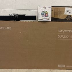 BRAND NEW SAMSUNG 43” 4K SMART UHD TV + BRAND NEW FULL MOTION WALL MOUNT + VIZIO SOUNDBAR  + BRAND NEW LED LIGHTS