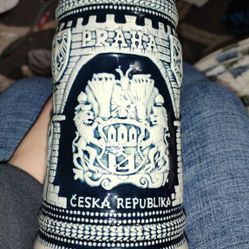 KORBEL Handmade Lidded Beer Stein Praha Ceska Republika Risch-Lau Collectible