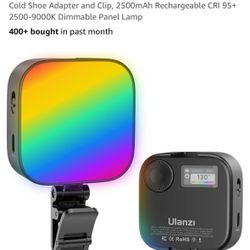 ULANZI U60 RGB Video Lights Black LED Camera Light 360° Full Color Portable Photography Lighting w Quick Release Cold Shoe Adapter and Clip, 2500mAh R