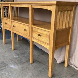 Oak Mission Style 3 Drawer Buffett Server Console /  Entryway Table / TV Entertainment Base by Stanley 