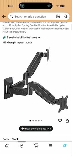 Dual Monitor Wall Mount