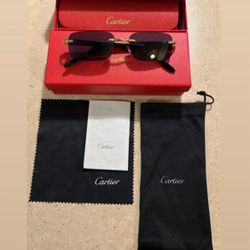 Cartier Glasses Black Horn Gold Detail Blackout Lens 