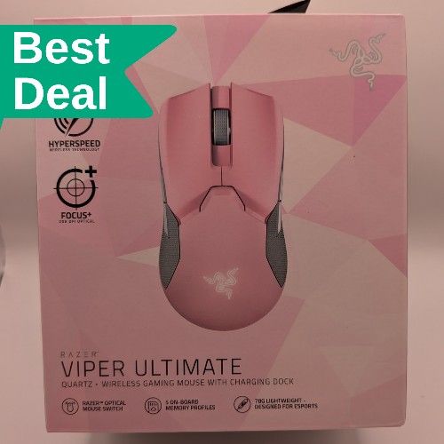 Like NEW Razer Viper Ultimate - Quartz - Wireless Gaming Mouse & Charging Dock 